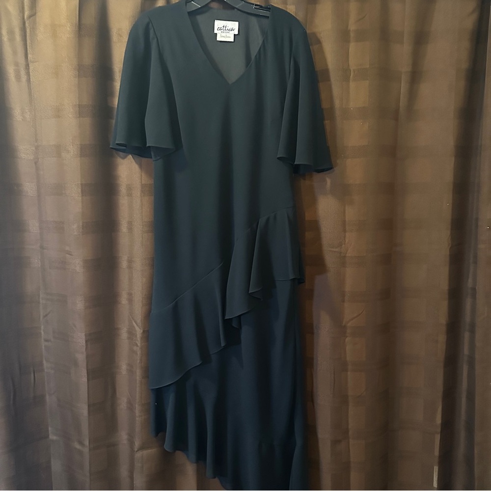 Vintage Cattiva Dress Black with Asymmetrical Hem size 14